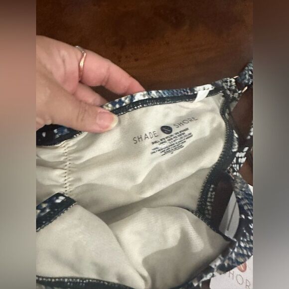 Shade & Shore Blue Snakeskin Print Cheeky Bikini Bottoms, Size Small NWT - Picture 4 of 7